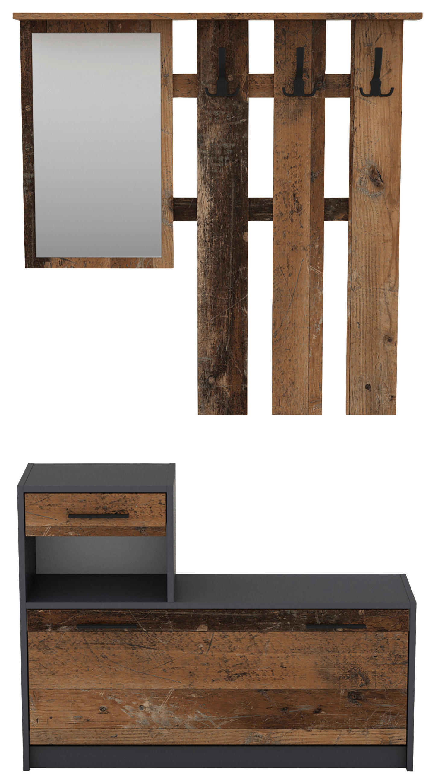 GARDEROBE  in 97/190/25 cm  - Anthrazit/Dunkelbraun, MODERN, Glas/Holzwerkstoff (97/190/25cm) - MID.YOU