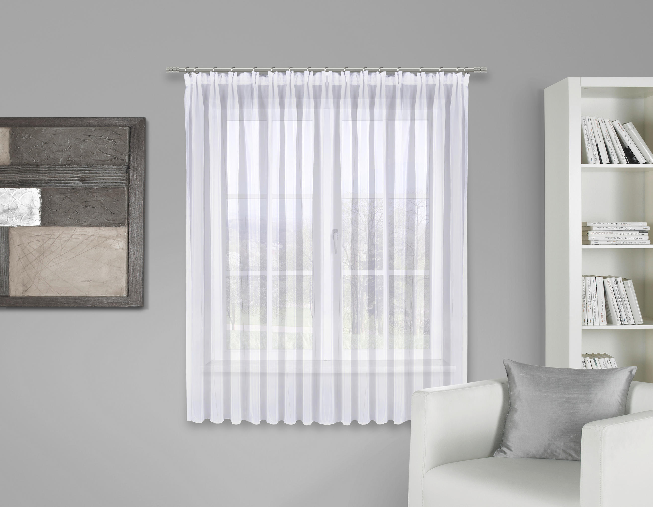 FERTIGSTORE  halbtransparent   300/145 cm  - Weiß/Grau, Basics, Textil (300/145cm) - Esposa