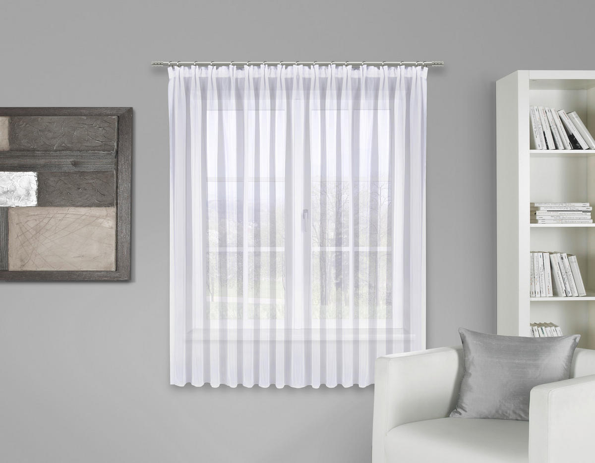 FERTIGSTORE  halbtransparent   300/145 cm  - Weiß/Grau, Basics, Textil (300/145cm) - Esposa