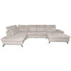 WOHNLANDSCHAFT Creme Struktur  - Creme/Schwarz, KONVENTIONELL, Textil/Metall (253/357/188cm) - Carryhome
