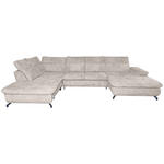 WOHNLANDSCHAFT Creme Struktur  - Creme/Schwarz, KONVENTIONELL, Textil/Metall (253/357/188cm) - Carryhome