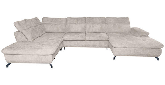 WOHNLANDSCHAFT in Struktur Creme  - Creme/Schwarz, KONVENTIONELL, Textil/Metall (253/357/188cm) - Carryhome