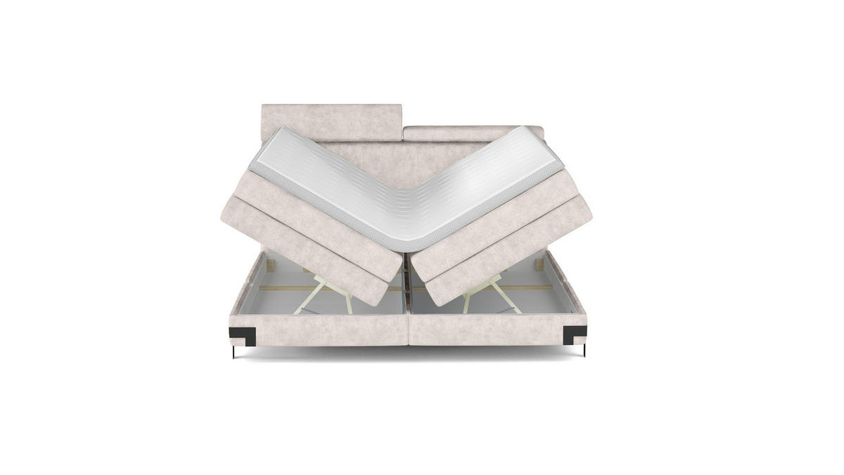 Pat Boxspring, 180/200 cm, crem - crem/negru, Basics, lemn/textil (180/200cm) - Esposa