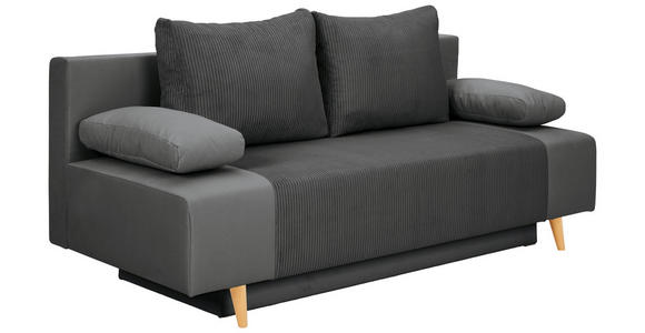 SCHLAFSOFA  in Cord, Velours Dunkelgrau  - Dunkelgrau/Buchefarben, KONVENTIONELL, Holz/Textil (191/92/89cm) - Carryhome