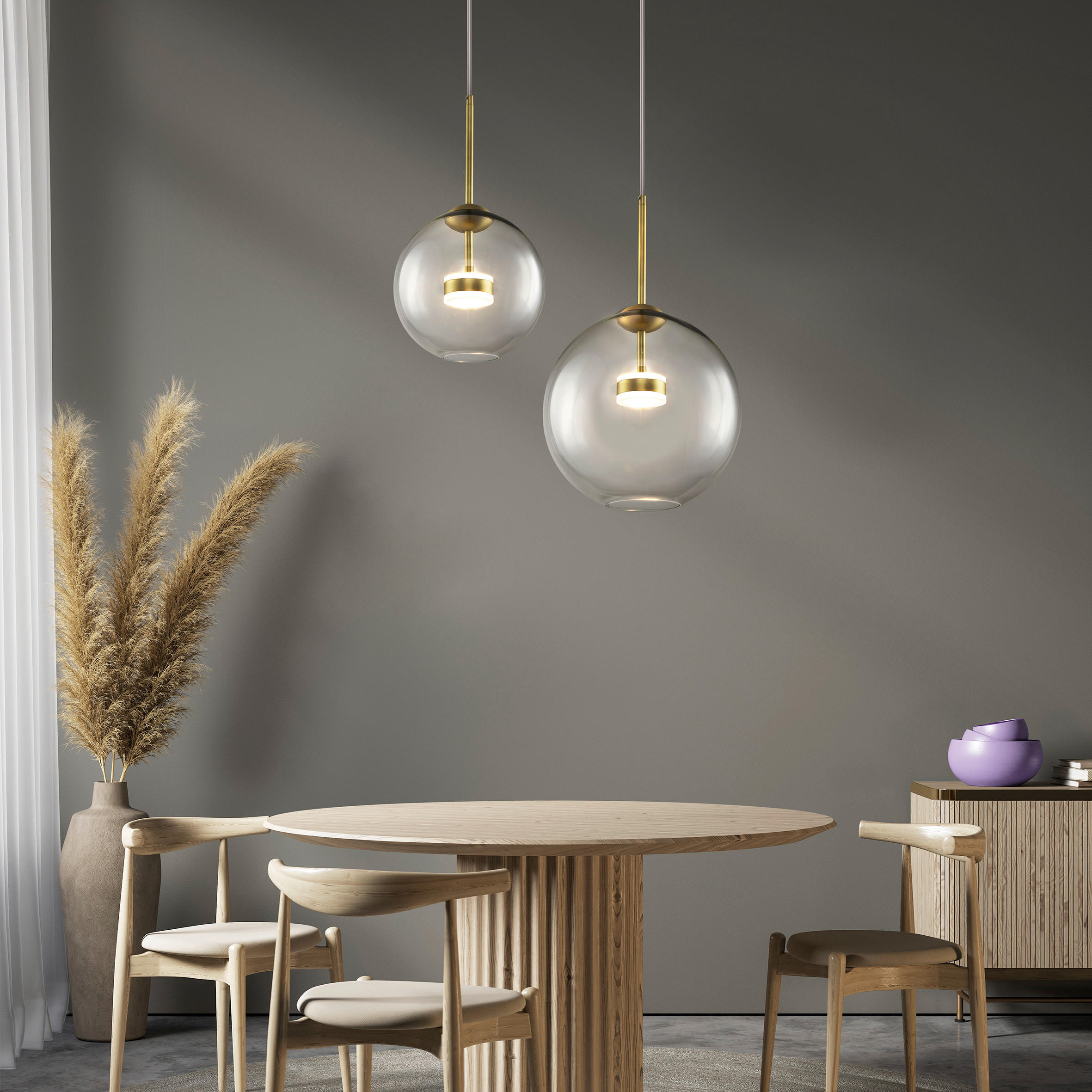 PENDELLEUCHTE 35/55/35 cm   - Goldfarben, Trend, Glas/Metall (35/55/35cm) - MAYTONI