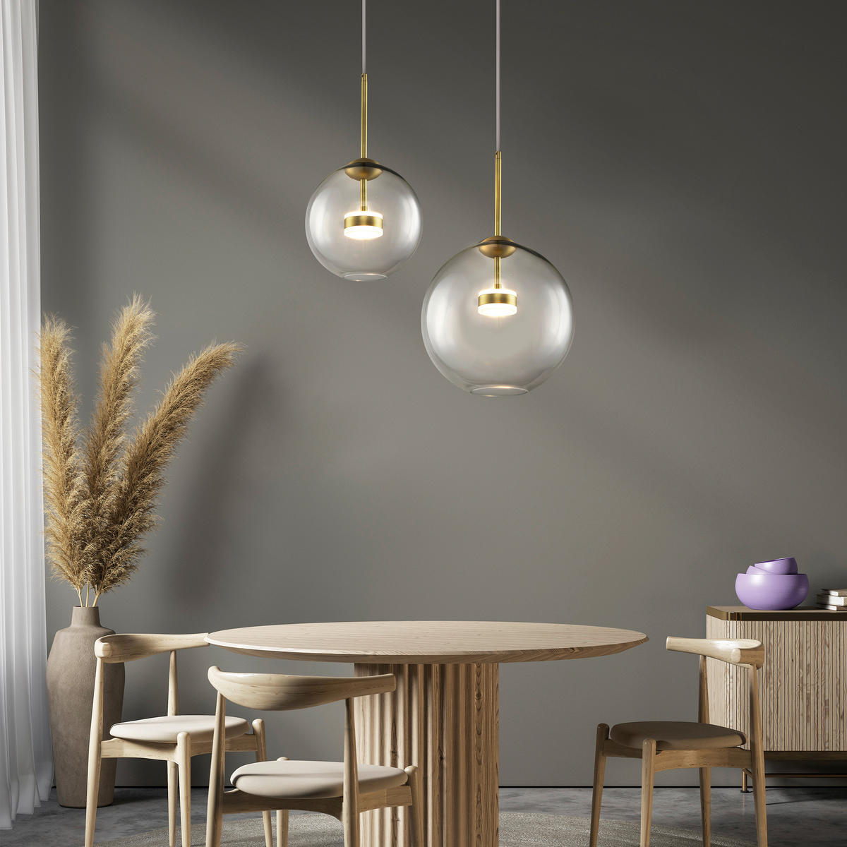 PENDELLEUCHTE 35/55/35 cm   - Goldfarben, Trend, Glas/Metall (35/55/35cm) - MAYTONI