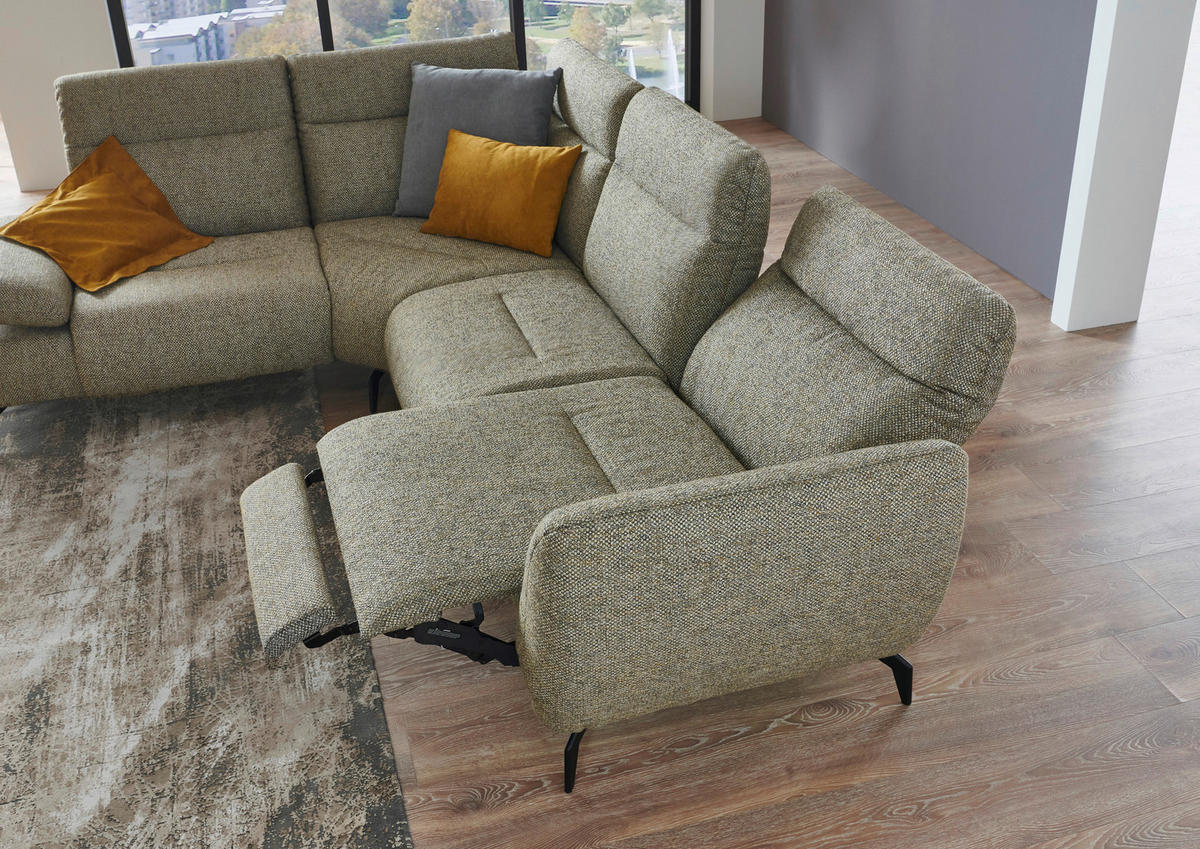 ECKSOFA in Webstoff Creme, Graubraun  - Graubraun/Creme, Design, Textil/Metall (223/290cm) - Moderano