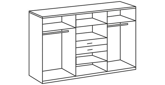 KLEIDERSCHRANK in Weiß, Eichefarben - Eichefarben/Alufarben, KONVENTIONELL, Glas/Holzwerkstoff (270/208/58cm) - Carryhome