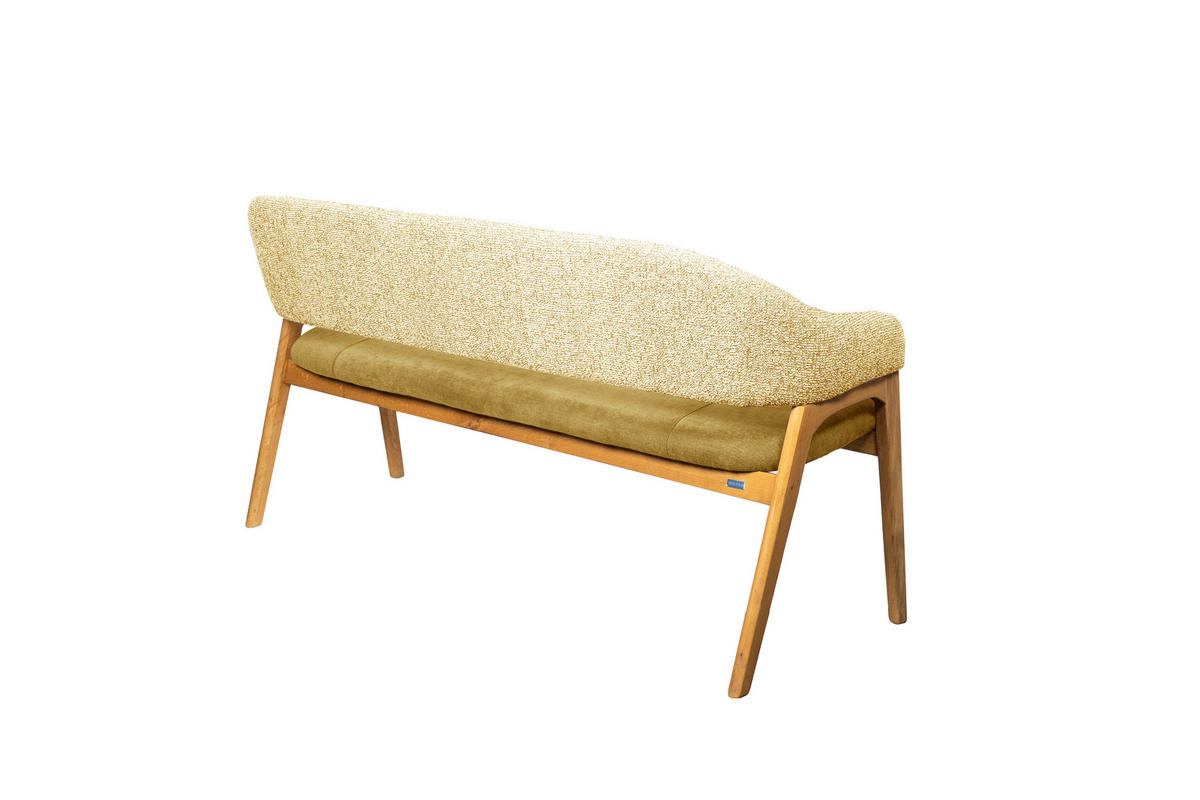 SITZBANK 168/84/56 cm Batist, Bouclé Gelb Holz  - Eichefarben/Gelb, KONVENTIONELL, Holz/Textil (168/84/56cm) - Linea Natura