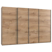 SCHWEBETÜRENSCHRANK Eichefarben  - Chromfarben/Eichefarben, Basics, Holzwerkstoff/Metall (350/216/65cm) - MID.YOU