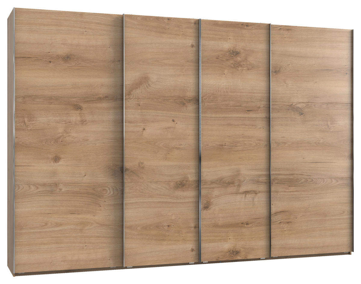 SCHWEBETÜRENSCHRANK Eichefarben  - Chromfarben/Eichefarben, Basics, Holzwerkstoff/Metall (350/216/65cm) - MID.YOU