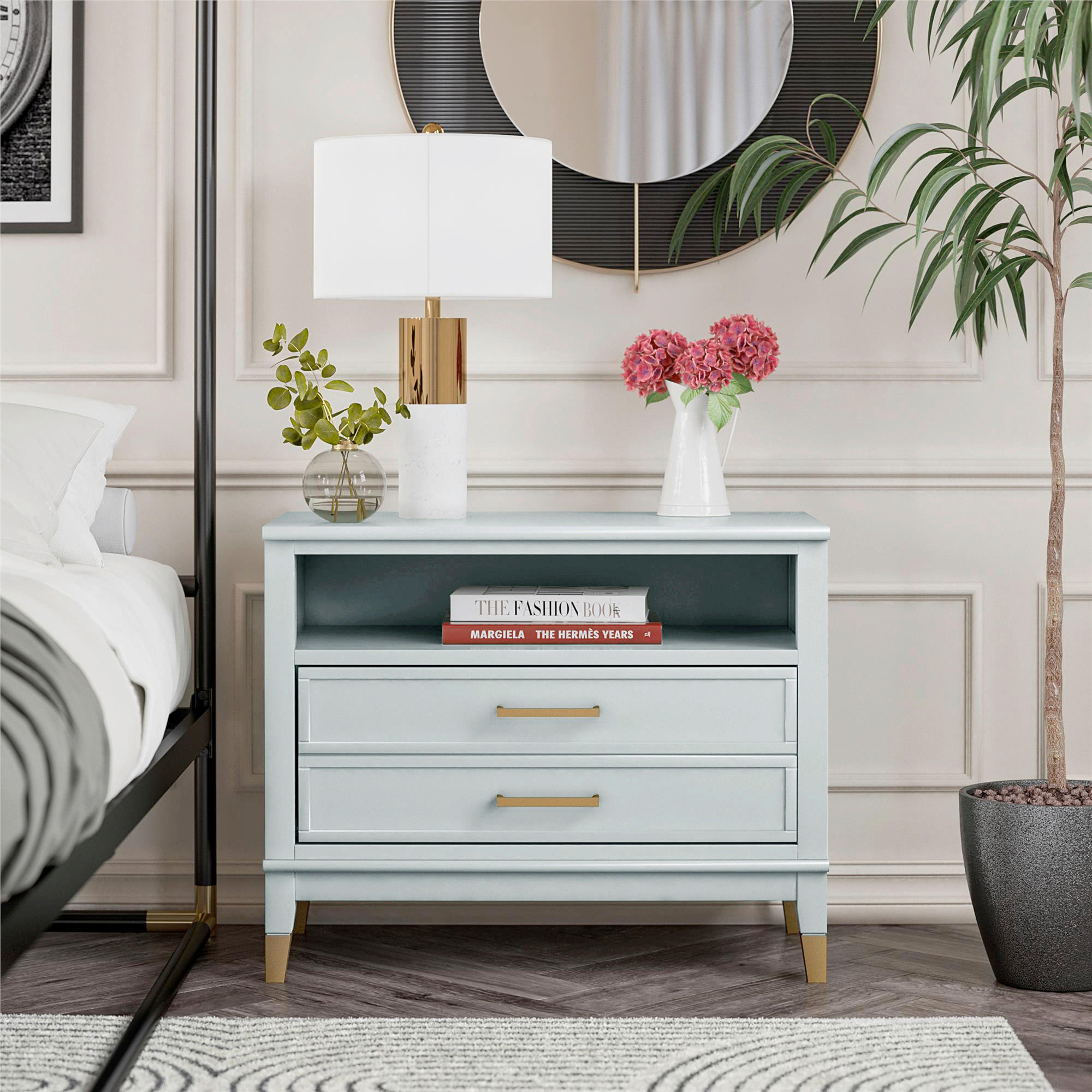 NACHTTISCH 76/61/40 cm  - Messingfarben/Grün, Design, Holzwerkstoff/Metall (76/61/40cm) - MID.YOU