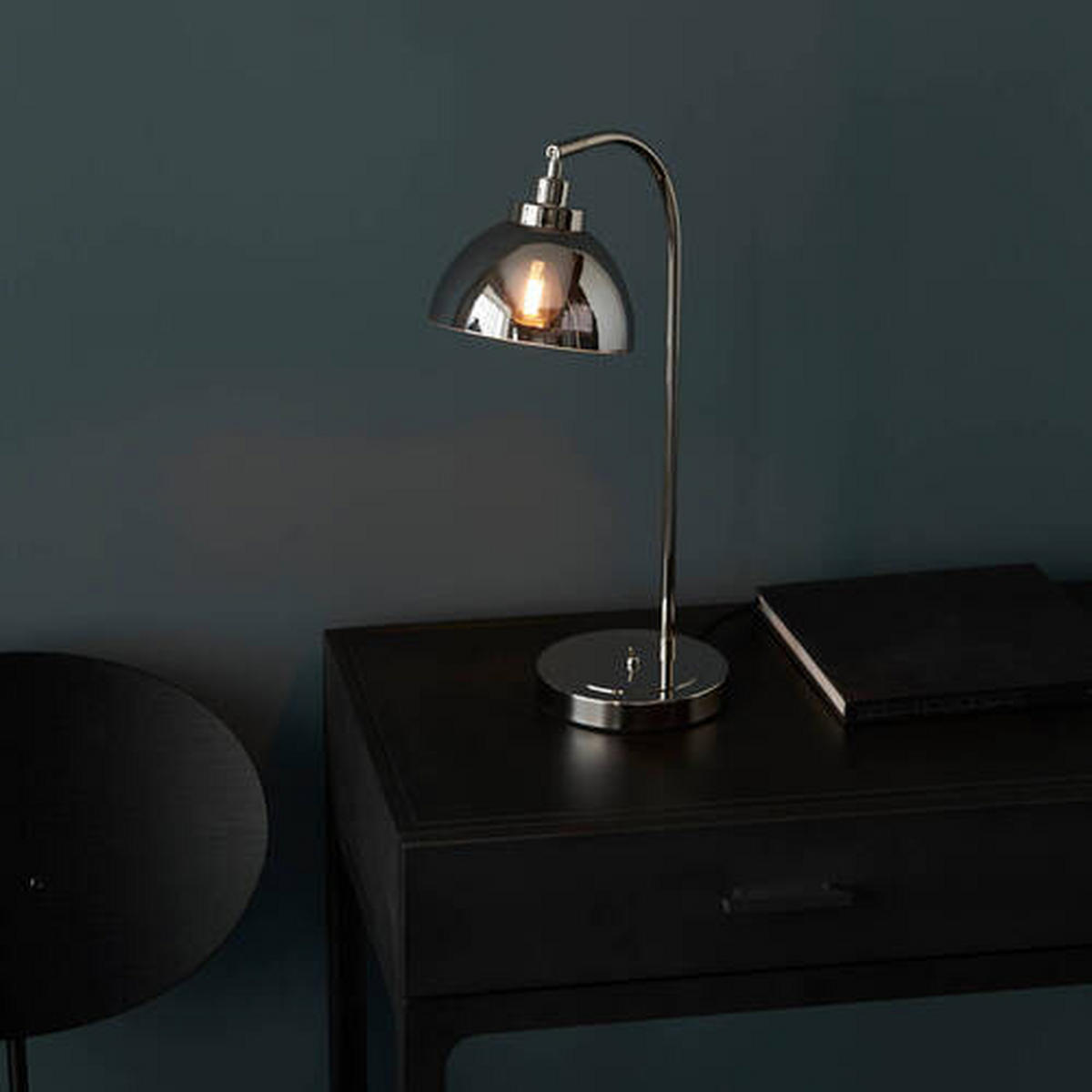 TISCHLEUCHTE 16/35/56 cm   - Chromfarben/Schwarz, Basics, Glas/Metall (16/35/56cm) - ENDON
