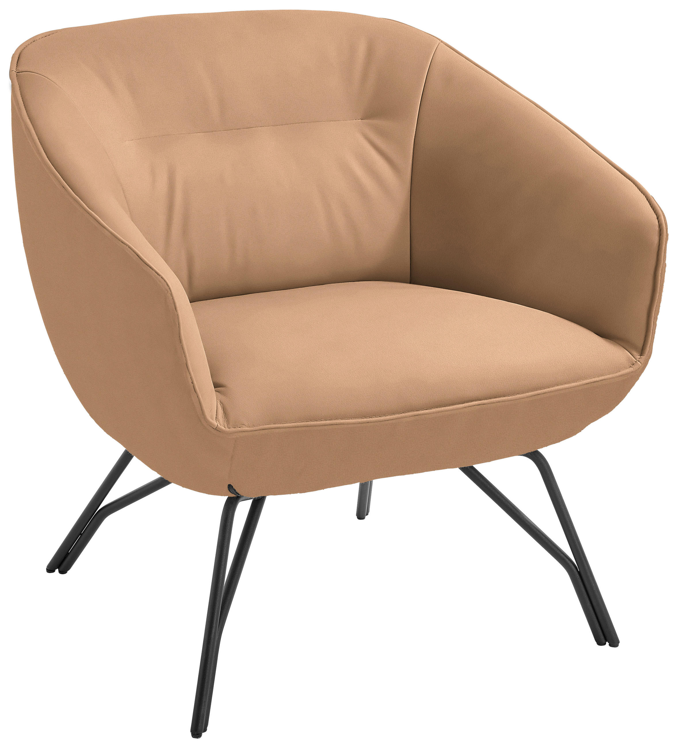 COCKTAILSESSEL in Echtleder Naturfarben, Orange  - Anthrazit/Naturfarben, Design, Leder/Metall (76/80/73cm) - Joop!