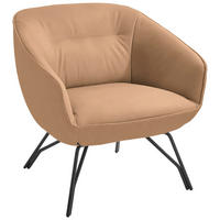 COCKTAILSESSEL in Echtleder Naturfarben, Orange  - Anthrazit/Naturfarben, Design, Leder/Metall (76/80/73cm) - Joop!