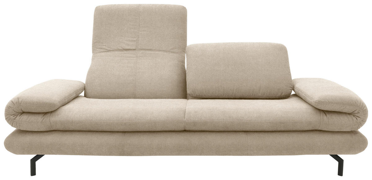 ZWEISITZER-SOFA mit Funktionen Webstoff Beige  - Beige/Schwarz, Design, Textil/Metall (204 (264)/83 (110)/98cm) - LOOKS by W.Joop