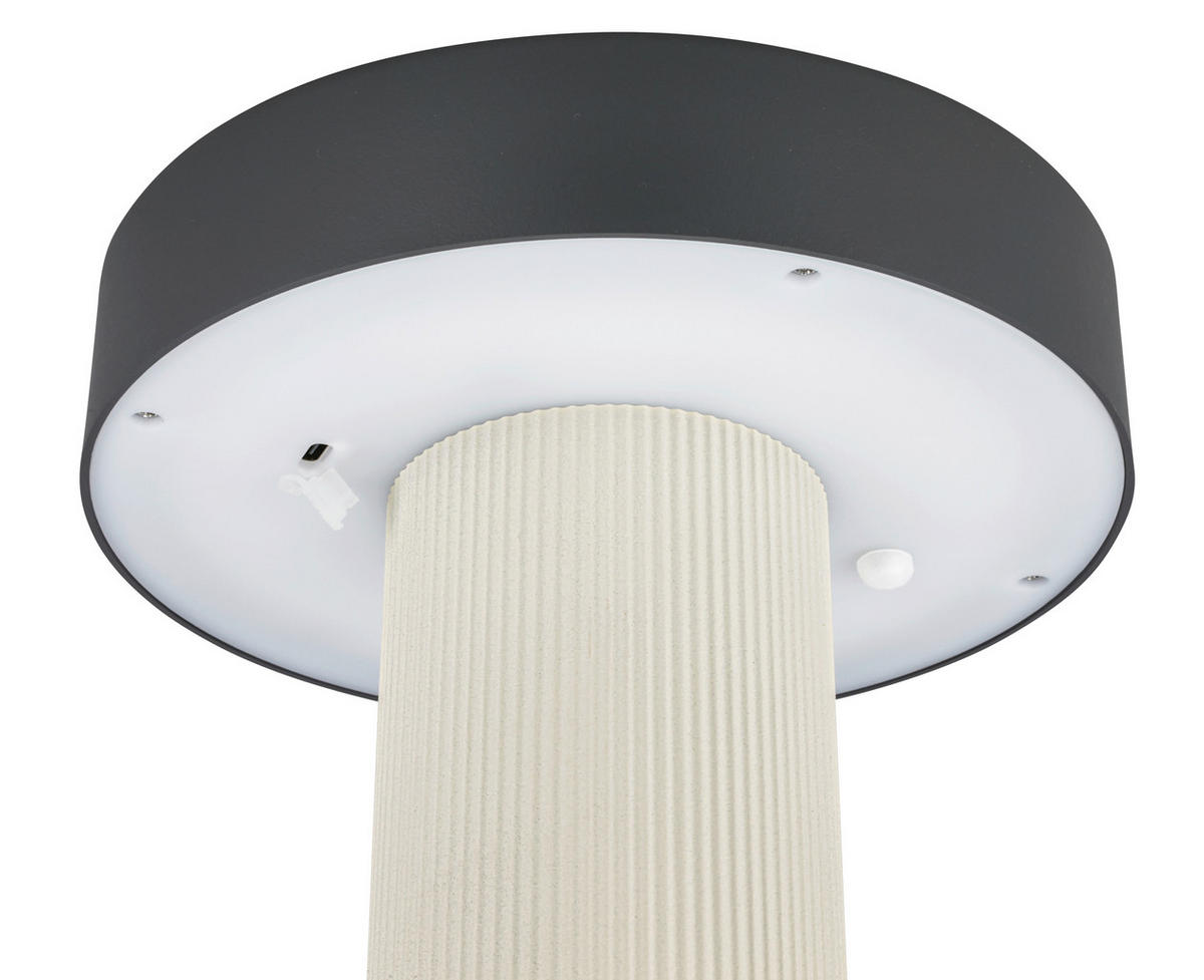 AKKU-TISCHLEUCHTE 16/20 cm  - Anthrazit/Beige, Design, Kunststoff (16/20cm)