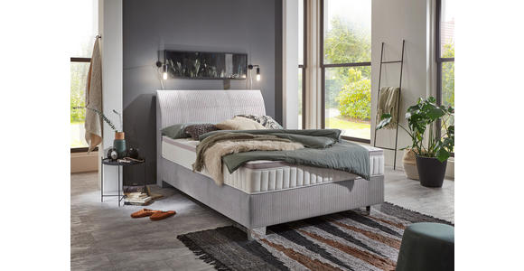 BOXSPRINGBETT 140/200 cm  in Grau  - Chromfarben/Grau, KONVENTIONELL, Kunststoff/Textil (140/200cm) - Hom`in