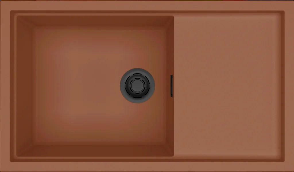 SPÜLE Sintesi 410  - Terracotta/Schwarz, Basics, Keramik (86/50/21,7cm) - HKT