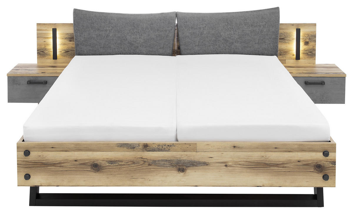 BETTANLAGE - Fichtefarben/Anthrazit, Design, Textil (180/200cm) - Livetastic