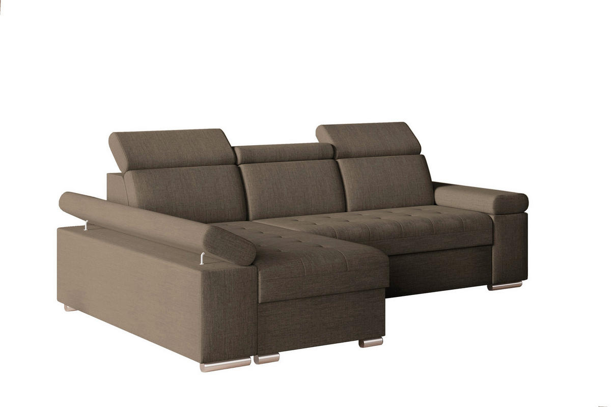 ECKSOFA TORONTO in Webstoff Braun  - Silberfarben/Braun, Design, Textil (168/260cm) - MID.YOU