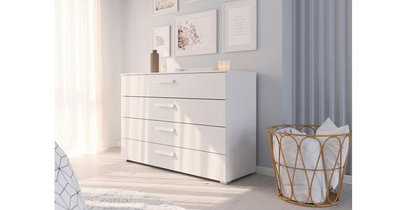 KOMMODE  in 120/81/42 cm  - Silberfarben/Weiß, Design, Holzwerkstoff/Kunststoff (120/81/42cm) - Novel