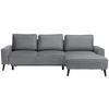 ECKSOFA in Velours Grau  - Schwarz/Grau, Basics, Holz/Textil (260/161cm) - Carryhome