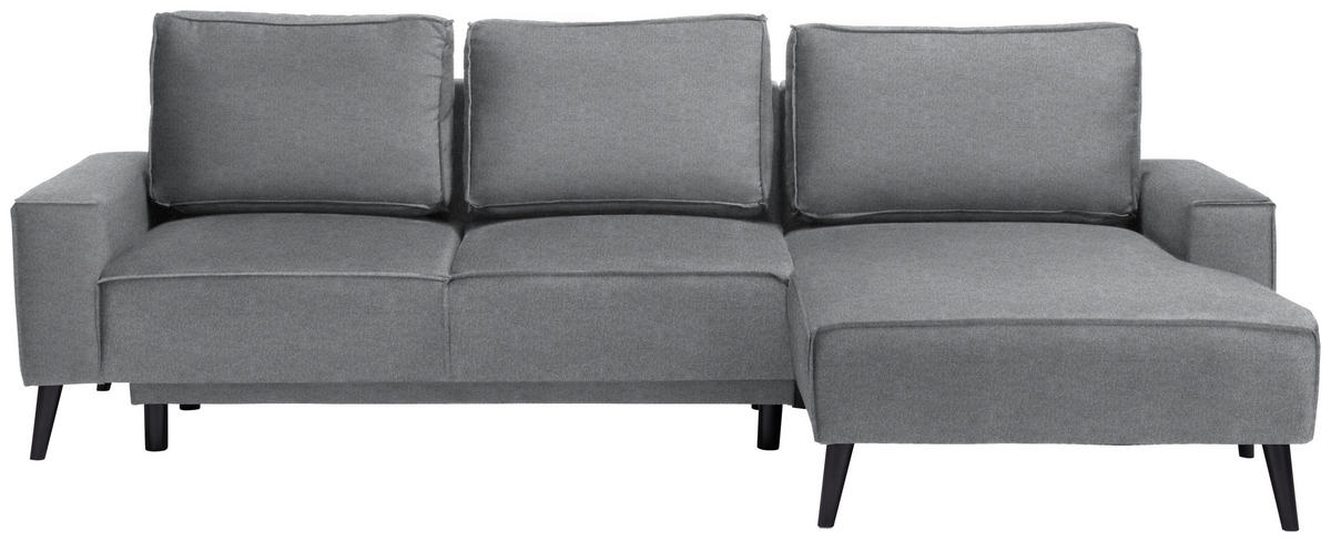 ECKSOFA in Velours Grau  - Schwarz/Grau, Basics, Holz/Textil (260/161cm) - Carryhome