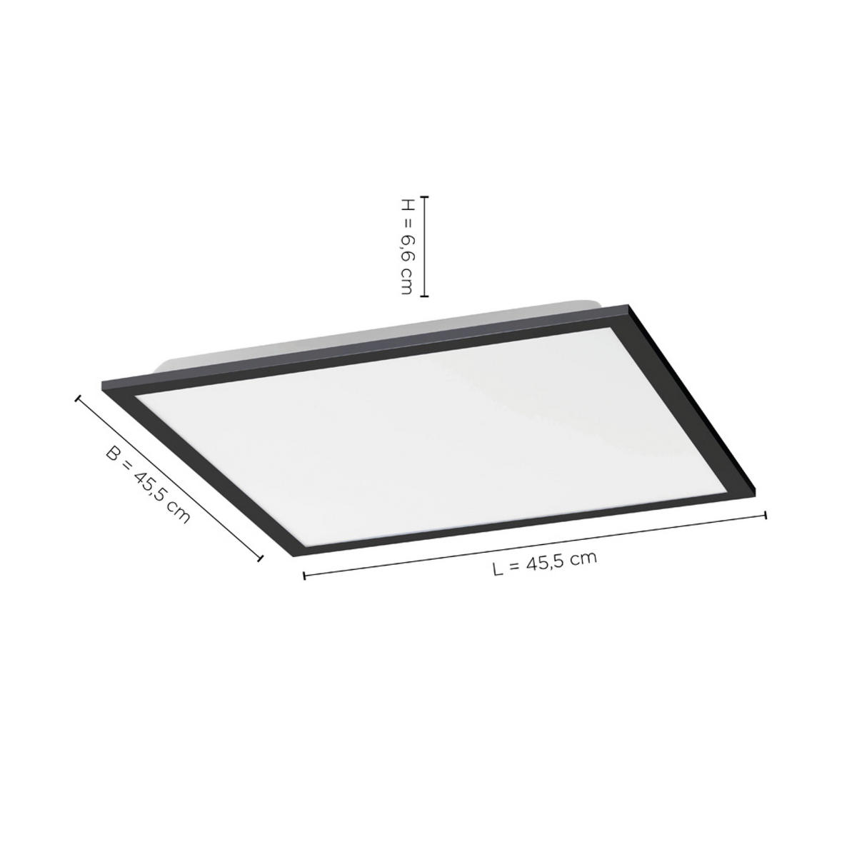 LED-DECKENLEUCHTE 44,5/44,5/7 cm   - Schwarz, Basics, Kunststoff/Metall (44,5/44,5/7cm)