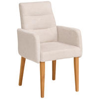 ARMLEHNSTUHL in Holz, Textil Eichefarben, Beige  - Eichefarben/Beige, KONVENTIONELL, Holz/Textil (54/91/63cm) - Carryhome