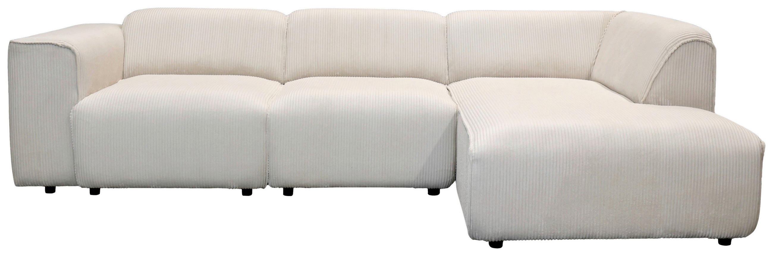 ECKSOFA ANTHONY Beige Cord  - Beige/Schwarz, Design, Kunststoff/Textil (275/163cm) - MID.YOU