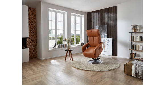 RELAXSESSEL in Leder Braun - Edelstahlfarben/Braun, Design, Leder/Metall (78/112/85cm) - Cantus
