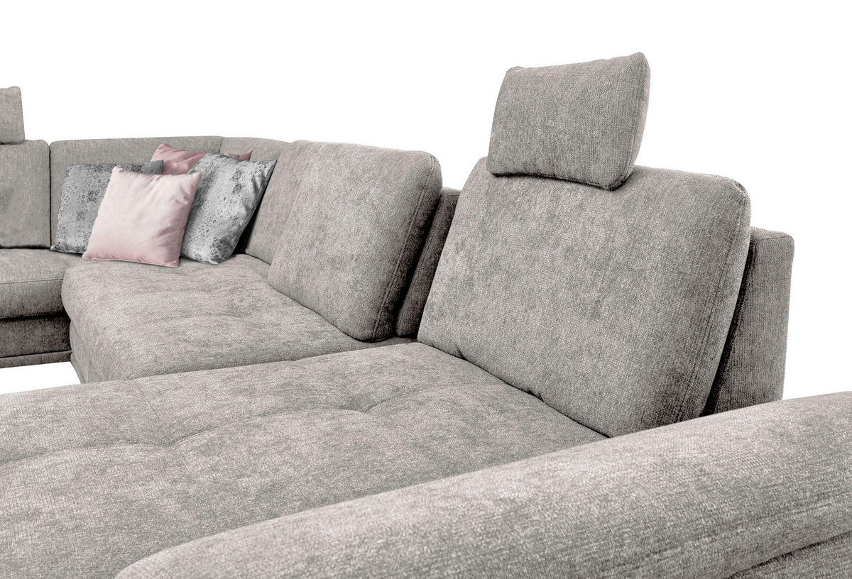 WOHNLANDSCHAFT in Flachgewebe Silberfarben  - Silberfarben, Konventionell, Textil/Metall (223/363/176cm) - Sit & More