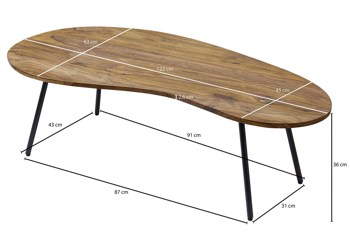 KONFERENČNÝ STOLÍK, farba indického palisandra, drevo, 122/36/63 cm - čierna/farba indického palisandra, Design, kov/drevo (122/36/63cm) - MID.YOU