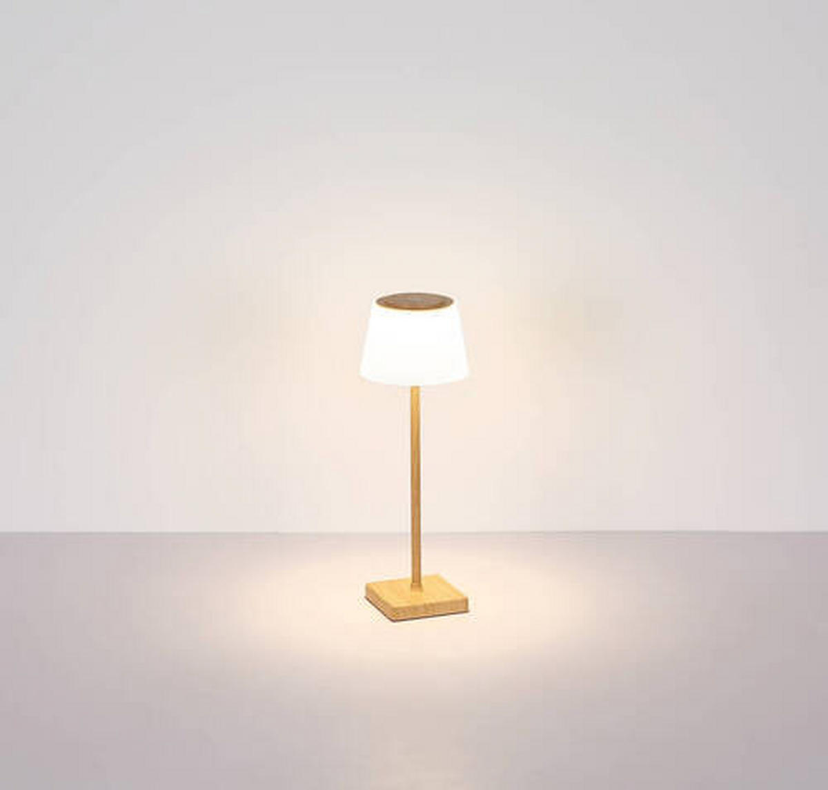 AKKU-TISCHLEUCHTE - Schwarz/Braun, Design, Kunststoff/Metall (13/38cm) - Globo