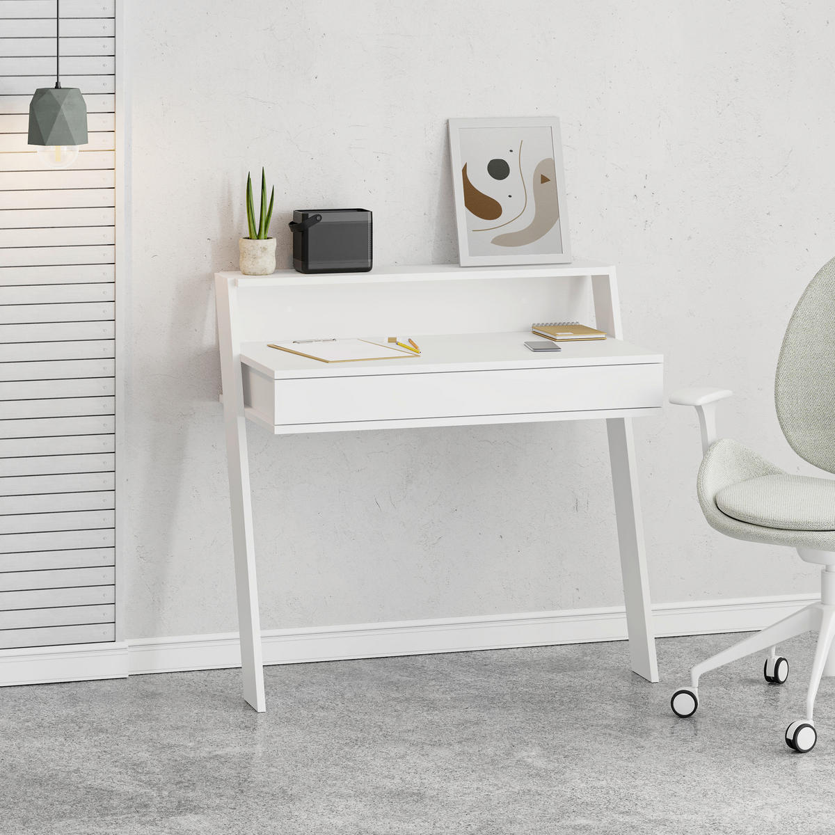 SCHREIBTISCH  in Weiss  - Weiss, Design, Holzwerkstoff (94/91/50cm) - Livetastic