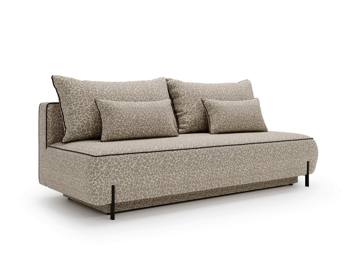 SCHLAFSOFA Jacquard Hellgrau Stoffauswahl, Rücken echt  - Hellgrau/Braun, Design, Textil/Metall (212/90/95cm) - Livetastic