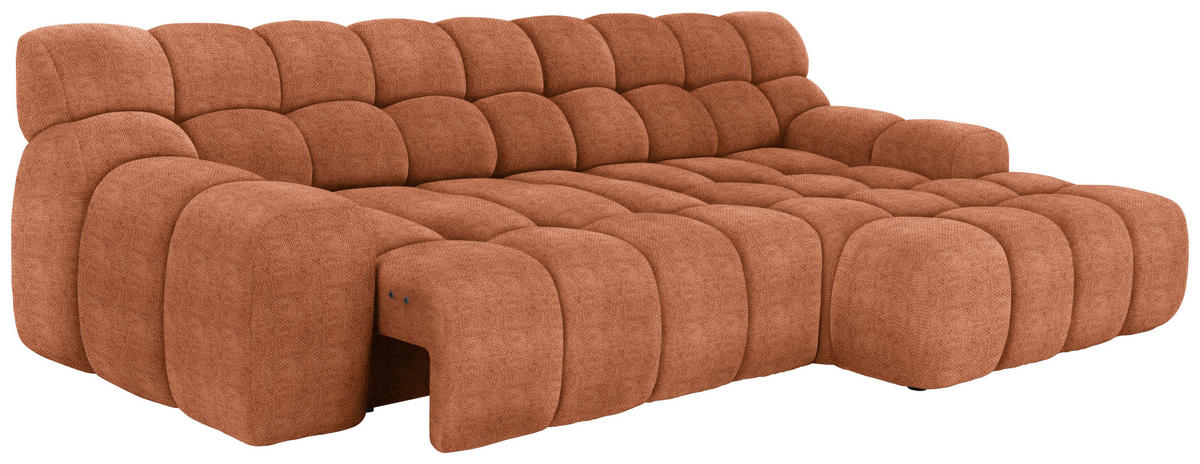 Ecksofa inkl. Funktion Rostfarben Webstoff  - Rostfarben/Schwarz, MODERN, Kunststoff/Textil (297/180cm) - Welnova