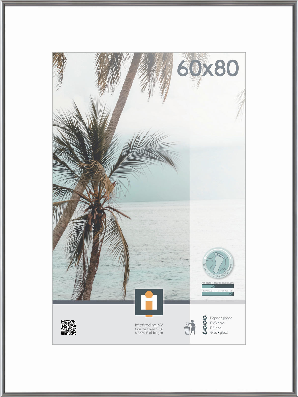 OKVIR ZA SLIKE     60/80 cm     - srebrne barve, Basics, umetna masa/steklo (60/80cm)