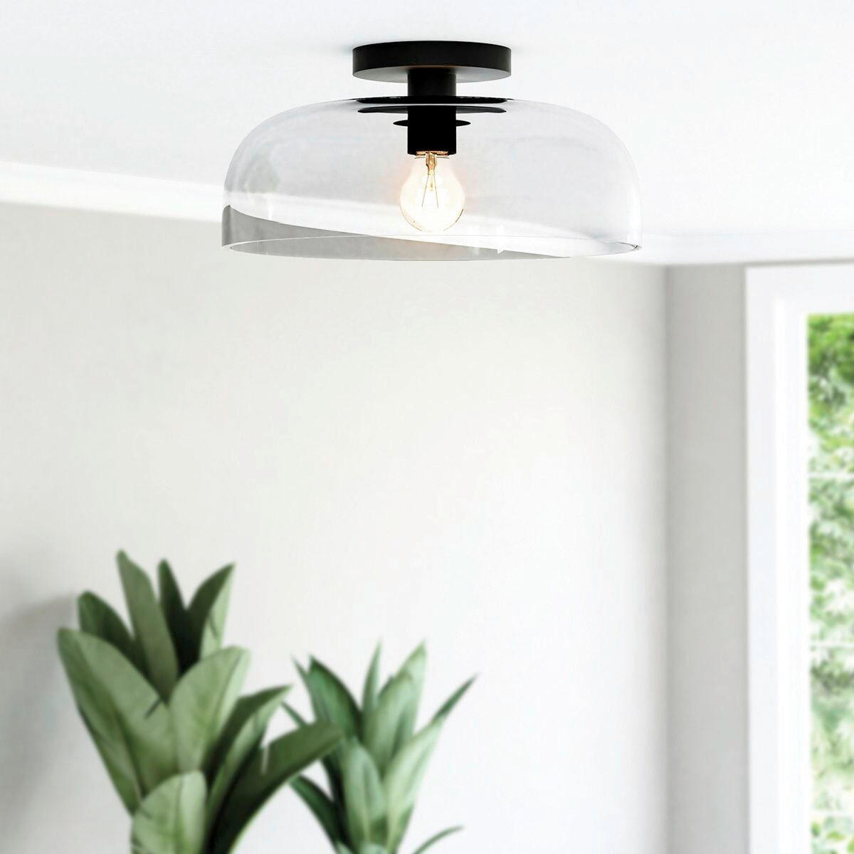 DECKENLEUCHTE 17,6/30,5 cm    - Schwarz, KONVENTIONELL, Glas/Metall (17,6/30,5cm) - Elstead Lighting