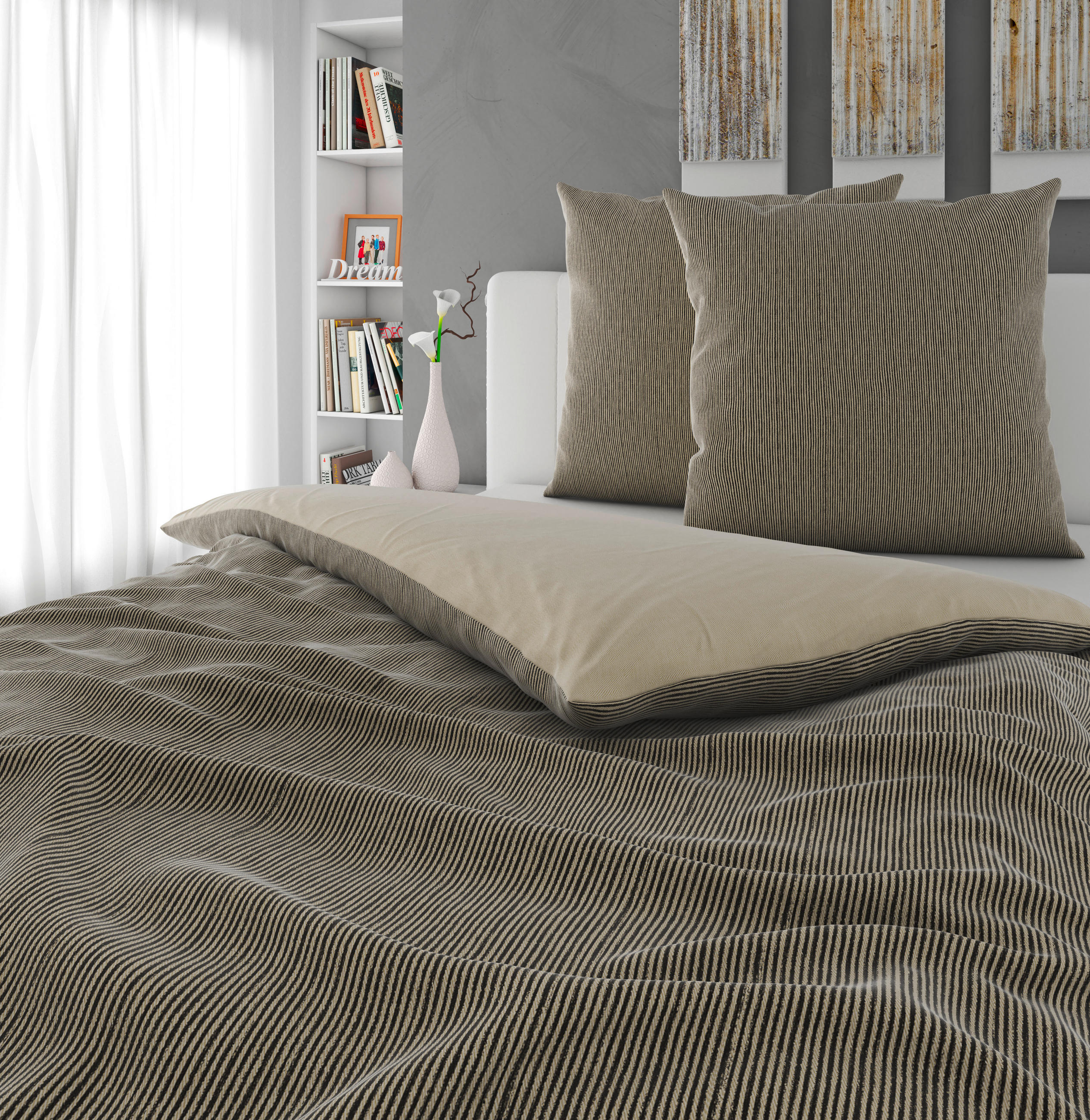 WENDEBETTWÄSCHE Satin 200/200 cm  - Taupe, Textil (200/200cm) - Bio:Vio