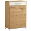 SCHUHSCHRANK Eiche, Balkeneiche furniert, teilmassiv Weiß, Eichefarben  - Edelstahlfarben/Eichefarben, Basics, Glas/Holz (72/105/37cm)