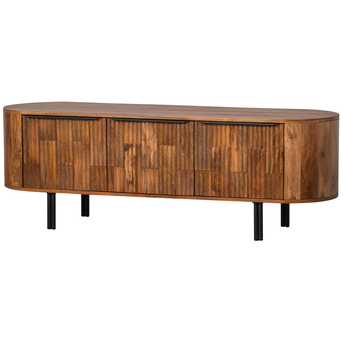 LOWBOARD Effortless  in 147/50/45 cm  - Schwarz/Naturfarben, Design, Holz/Metall (147/50/45cm) - Livetastic