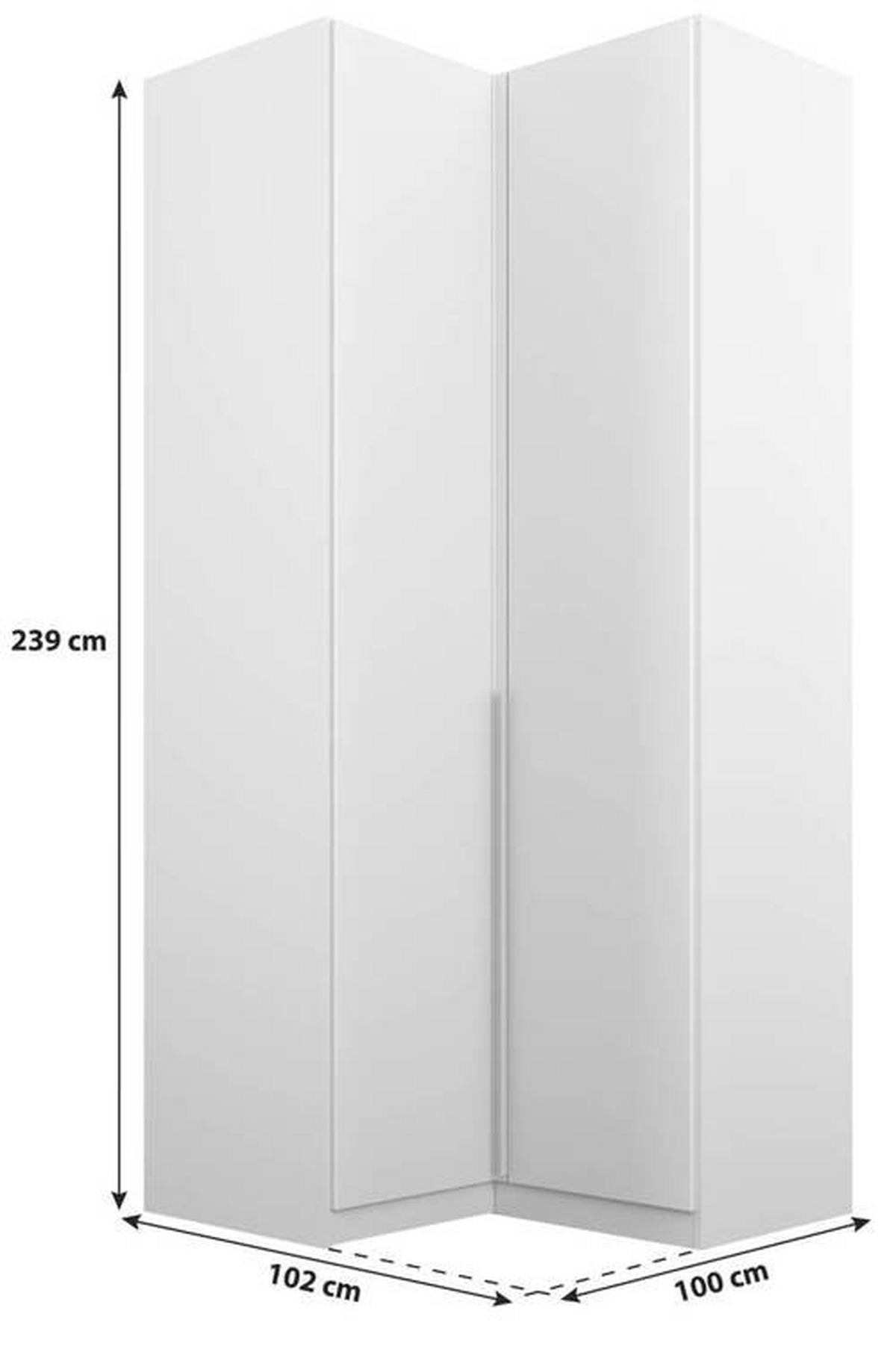 ECKKLEIDERSCHRANK 100/229/102 cm  - Hellgrau/Alufarben, MODERN, Holzwerkstoff (100/229/102cm) - Rauch Möbel