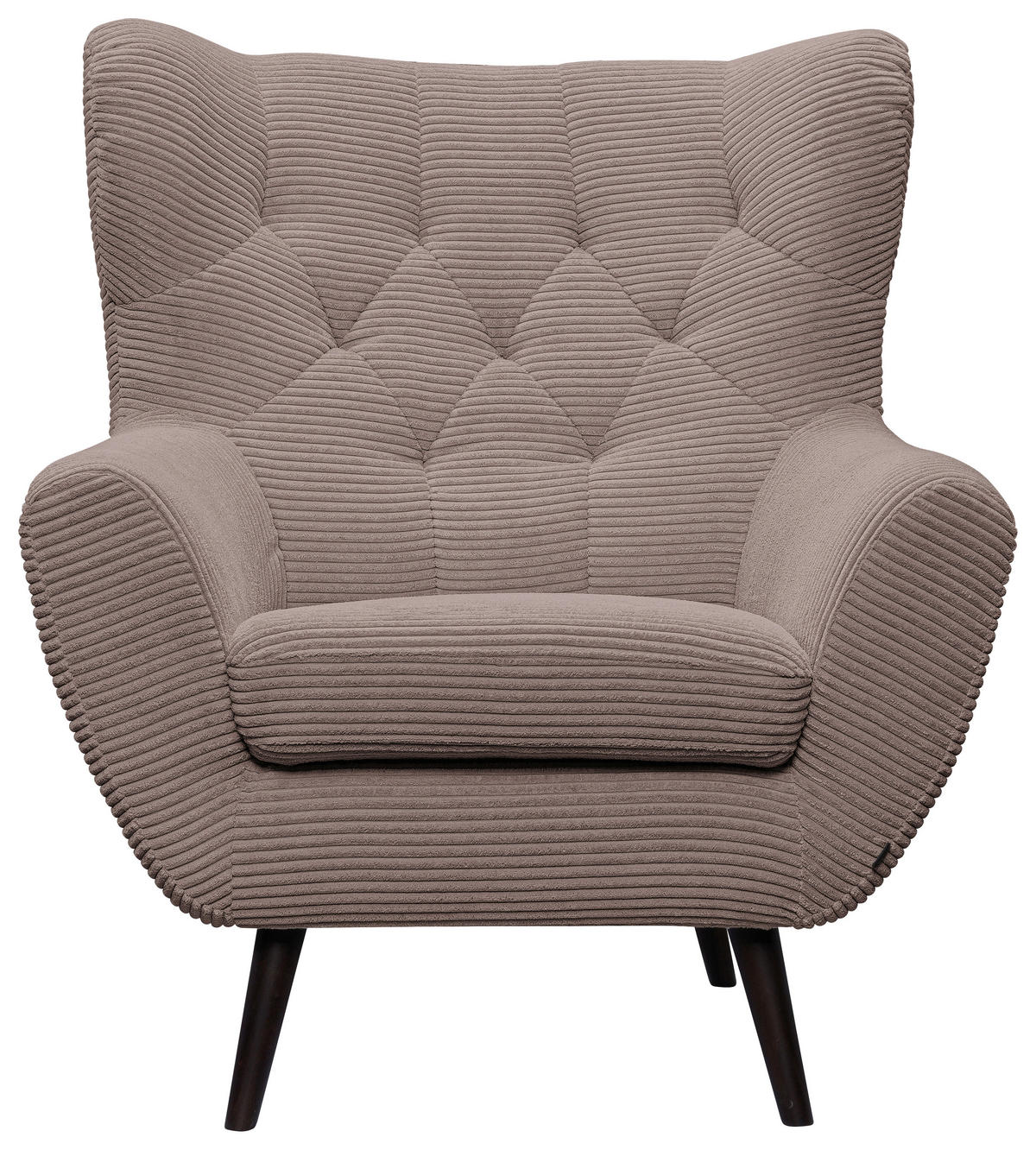 SESSEL Cord Braun    - Schwarz/Braun, Design, Holz/Textil (87/101/95cm) - Stylife