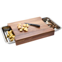 DASKA ZA REZANJE  drvo, metal   - prirodne boje/boje oplemenjenog čelika, Basics, drvo/metal (43,5/34/6,5cm) - Homeware Profession.
