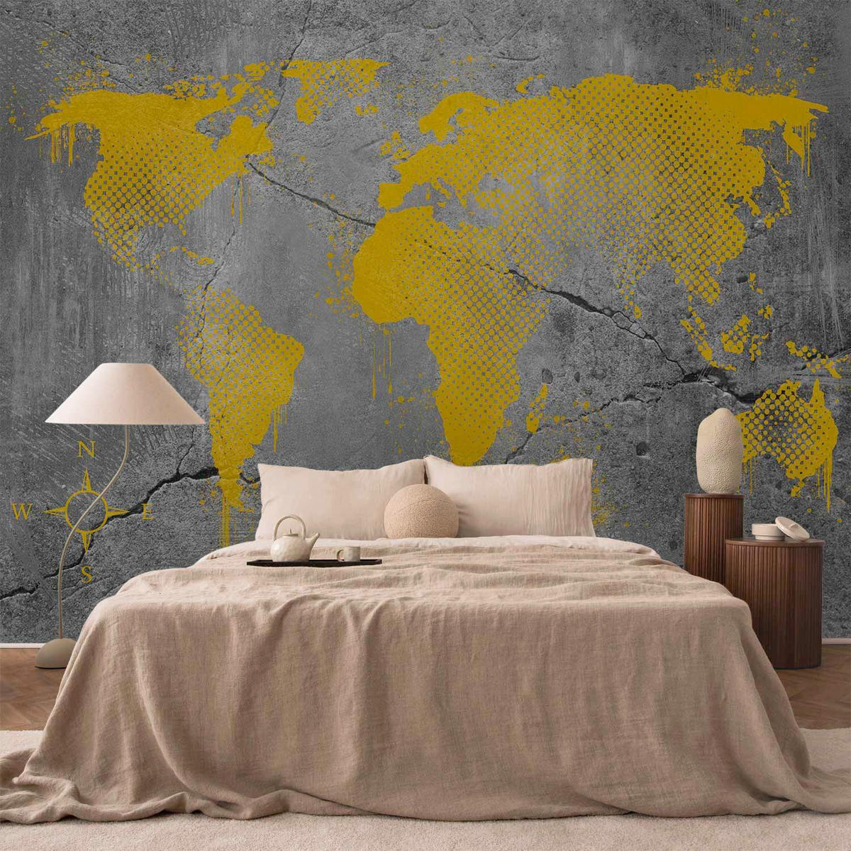 FOTOTAPETE  - Gelb/Grau, LIFESTYLE, Textil (300/210cm) - artgeist