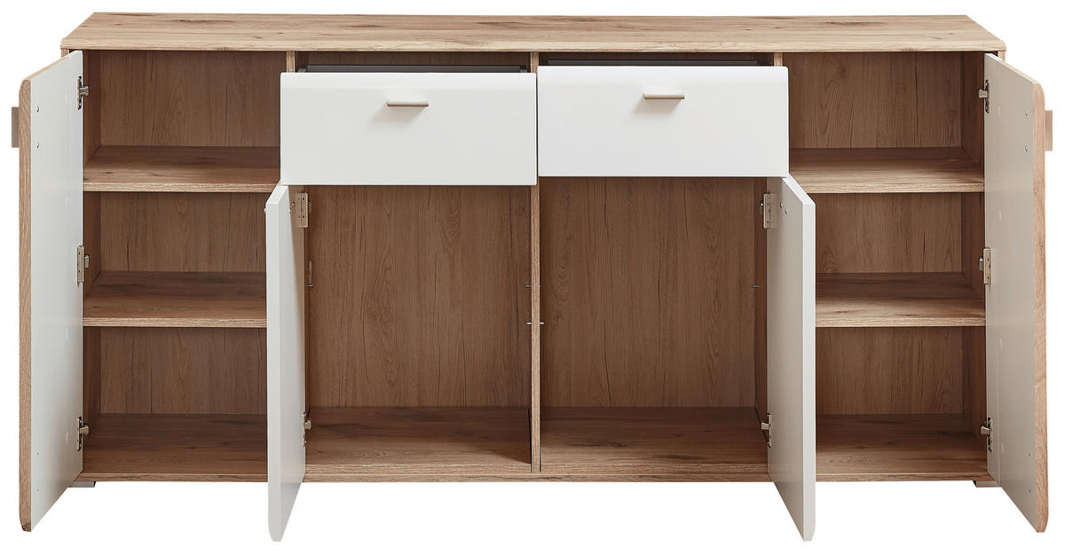 KOMODA S VRATIMA - boja hrasta/bela, Konvencionalno, metal/pločasti materijal (180/86/50cm) - Xora