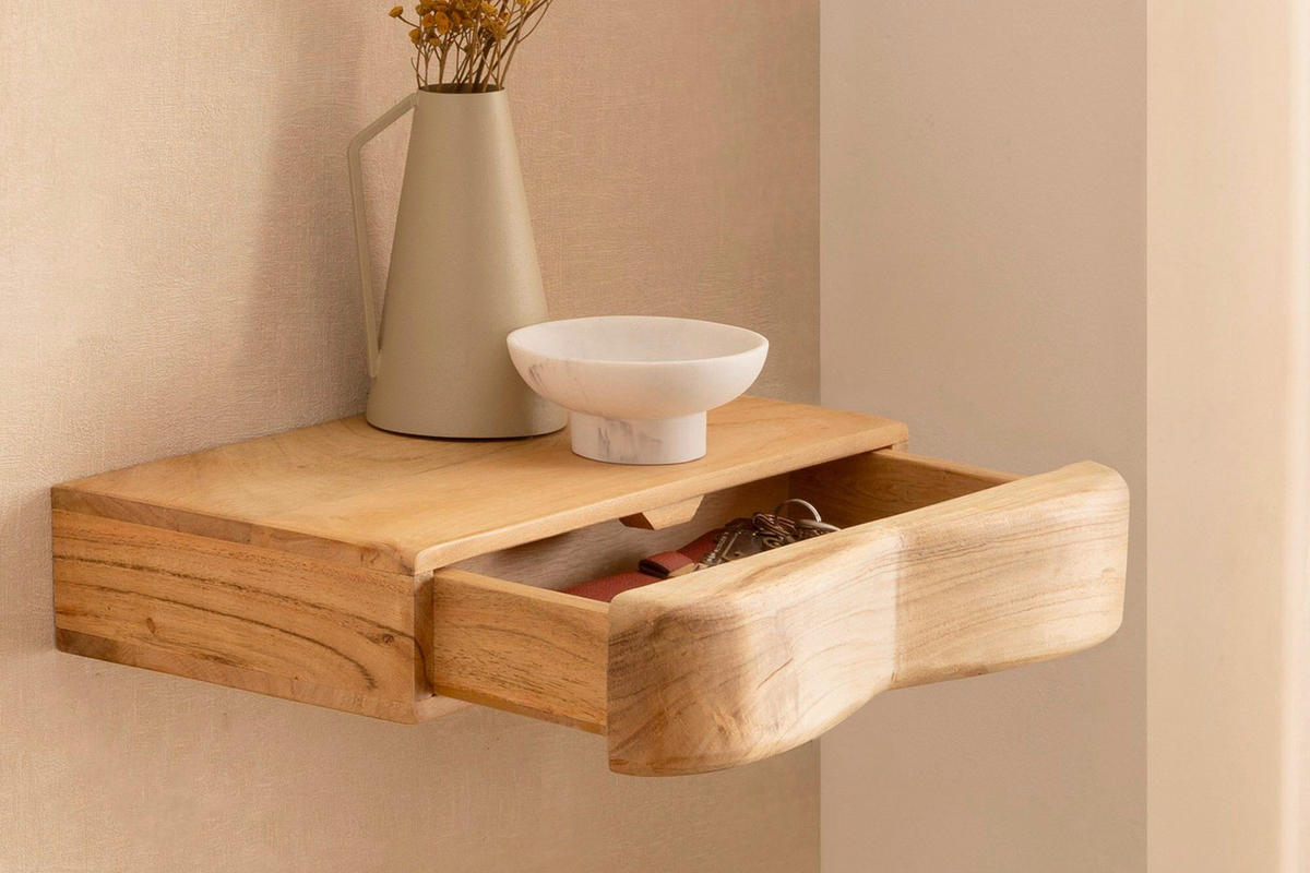 NACHTTISCH 40/8/20 cm Akazie massiv  - Akaziefarben, Design, Holz (40/8/20cm) - Livetastic