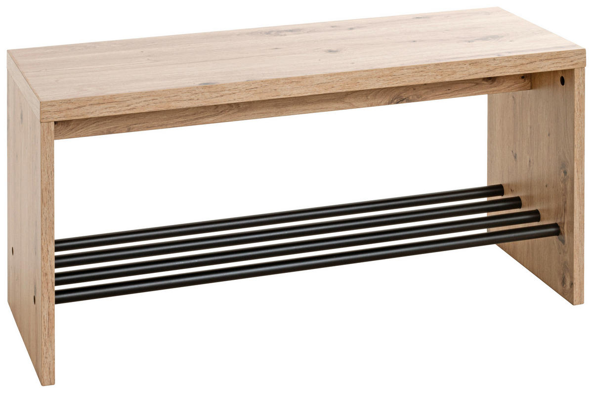 LAVICA DO PREDSIENE, čierna, farba duba, 80/40/30 cm - čierna/farba duba, Basics, kov/kompozitné drevo (80/40/30cm)